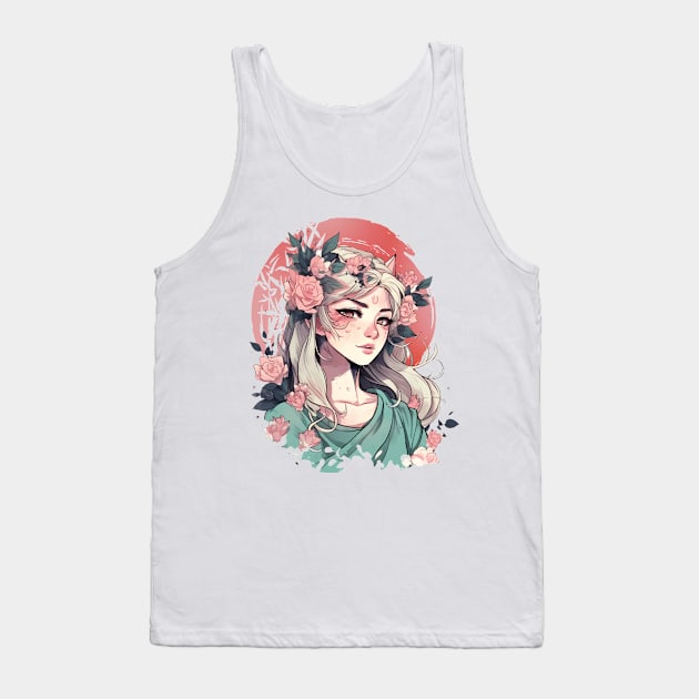 Cute Anime Girl Tank Top by LaainStudios